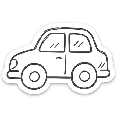 car, hand drawn outline icon style, sketchy lines, no fill sticker