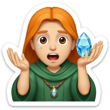 druid character gasping holding cracked crystal sticker