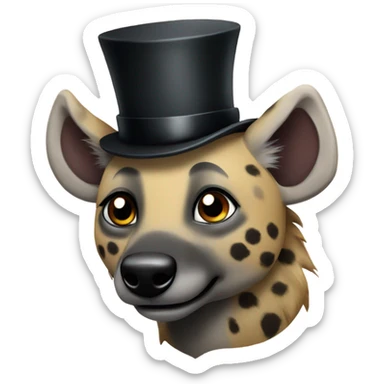 Cute hyena with a top hat sticker
