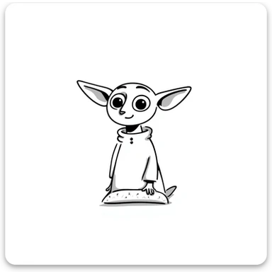 hand-drawn doodle of Dobby the house elf with sketchy lines sticker