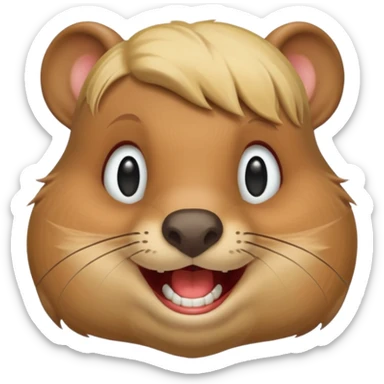 Female beaver rodent teeth and blonde hair sticker