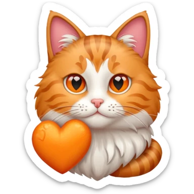 Tabby cat with heart  sticker