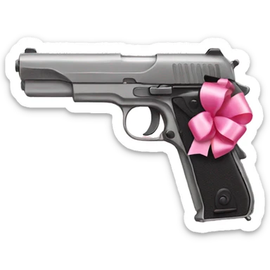 gun with a pink bow on it sticker