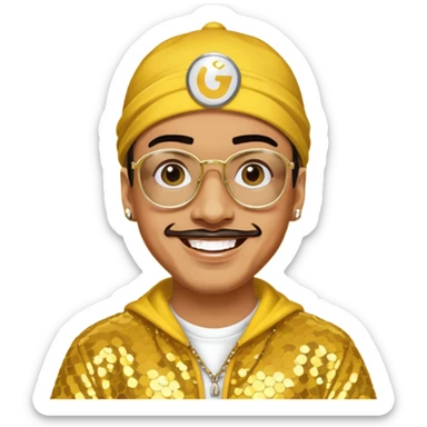 Ali G with yellow sequin outfit sticker