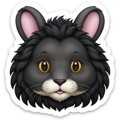 Black lion head bunny sticker