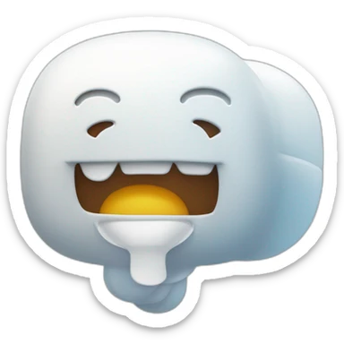 Icon of a bot that has the "conversation cloud" emoji flying out of its mouth sticker