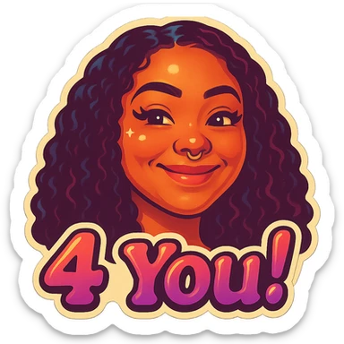 excited smile with mouth closed 
add the words W You! in pink sticker