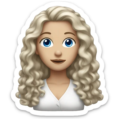 White woman with long curly hair and blue eyes sticker