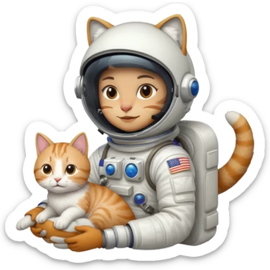 Astronaut with closed helmet rides cat sticker