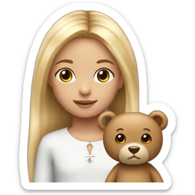 Blonde lang hair white 7 year old girl with teddy sticker