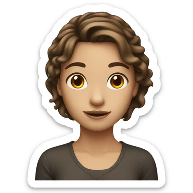 Girl with mid-length brown hair sticker