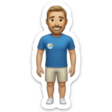 A man wearing a club med t-shirt sticker