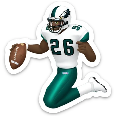 philadelphia eagle player football number 26 jumping kelly green sticker