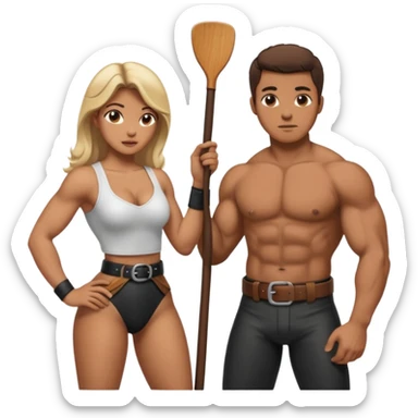 Sexy man spanking ladys ass with paddle sticker