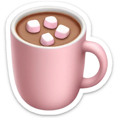 Light Pink mug of hot chocolate with marshmallows  sticker