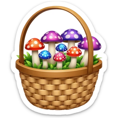 Basket with Psychedelic mushrooms sticker