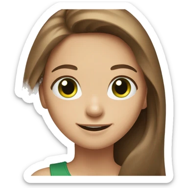 cheerful girl long brown hair green eyes sticker