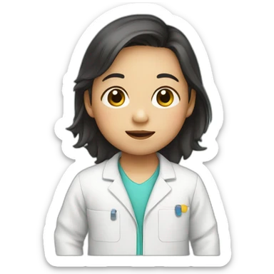asian toddler with lab suit sticker