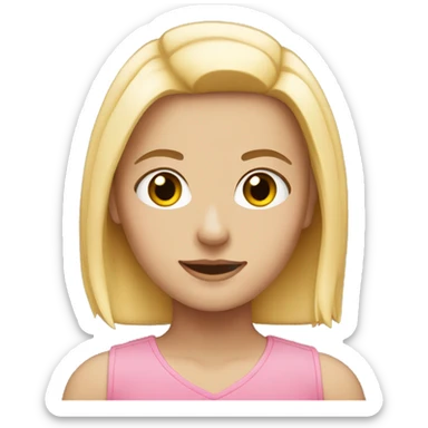 white girl with shoulder length half blonde and half pink hair  sticker