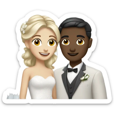 blonde bride and groom with gray-black and hair, Mediterranean skin sticker