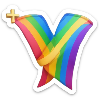 Drapeau lgbt avec une croix dessus sticker