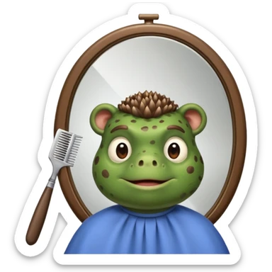 Bufo getting a haircut at the barber  sticker