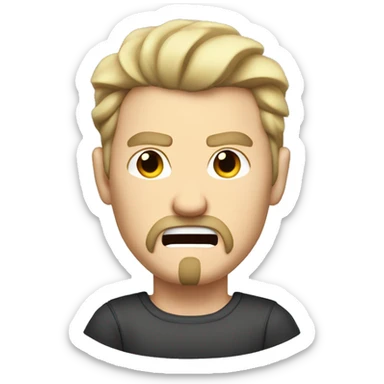 White blonde guy with waves dark blonde hair with a goatee is angry. Add steam from ears sticker