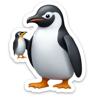 Penguin carrying a cockatiel sticker