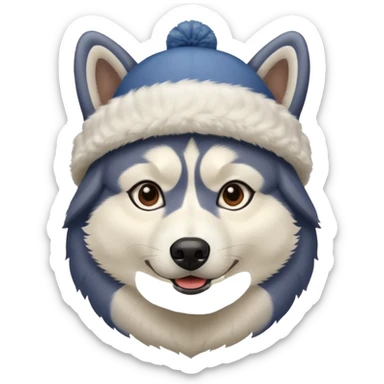 Husky with winter hat sticker