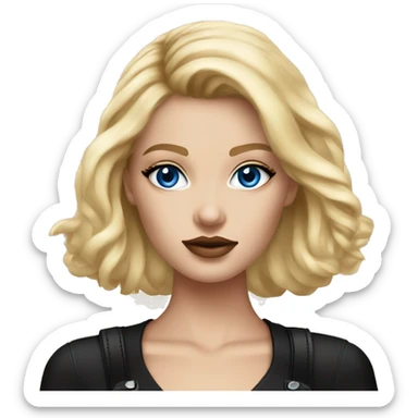 Blonde girl blue eyes Luis Vuitton bag short black tight dress sticker