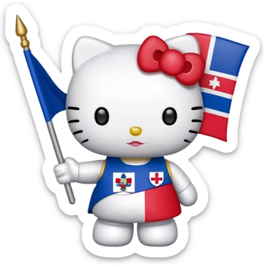 Hello kitty holding Dominican flag sticker