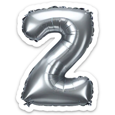 A tin foil balloon as the letter seven sticker