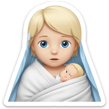 blond blue eye newborn alone sticker