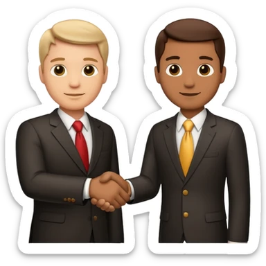 Businessman handshake, iOS emoji style, apple emoji design, clean and simple, no text sticker