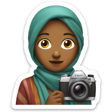 Indian girl with camera and scarf  sticker
