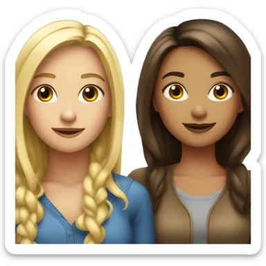 blonde and brunet girls friendship sticker