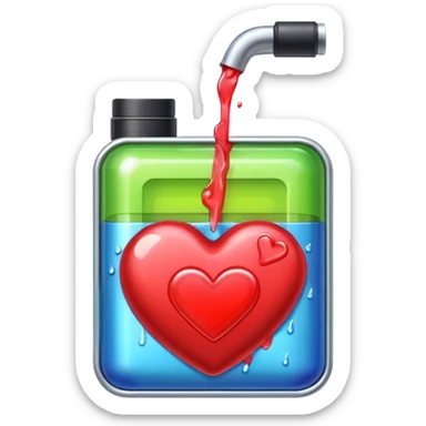 Filling a heart shaped battery with juice  sticker