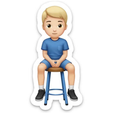 generate a pic from head a boy is sitting on a stool  sticker
