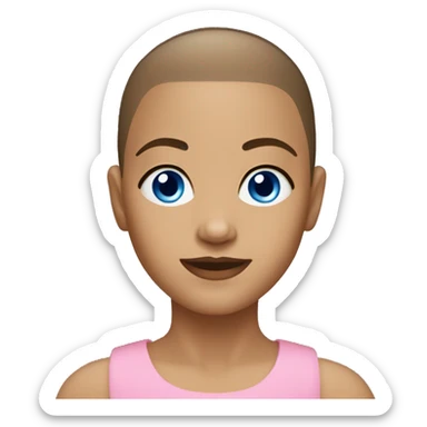 BLUE EYES BROWN BUZZ CUT LIGHT SKIN GIRL sticker