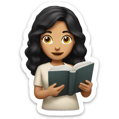 Hispanic female with black hair reading bible sticker