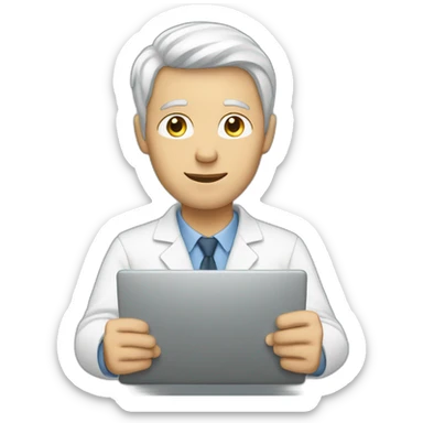 a white man working productively sticker