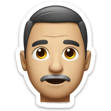 raised eye brow with a slight frown holding a camera sticker