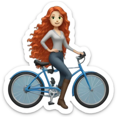 Woman with red hair and blue eyes in a bike sticker