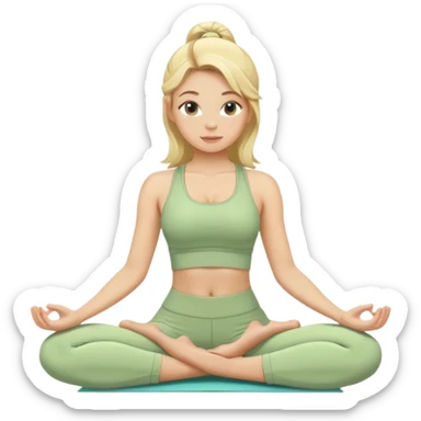  yoga blond girl light green clothes  sticker