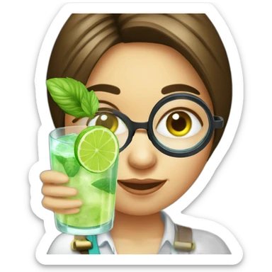 argentina girl with magnifying glass drinking mojito sticker
