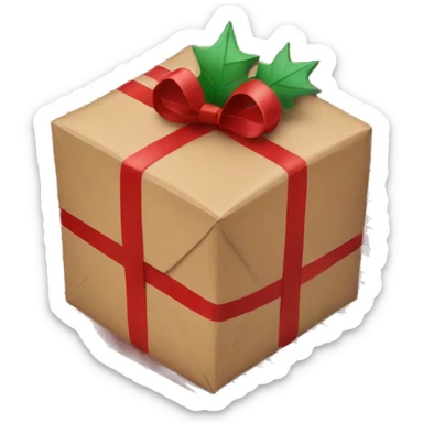 Christmas package with red stripes sticker