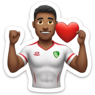 Rugby player and a heart sign with hands sticker