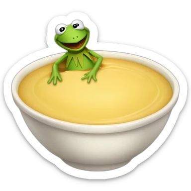 Kermit the Frog standing in a bowl of butterscotch pudding sticker