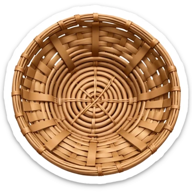 emoji of a shallow wicker basket seen from above, almost empty except for a few scattered crumbs, symbolizing low carbs, bold lines, flat colors, gentle gradients sticker