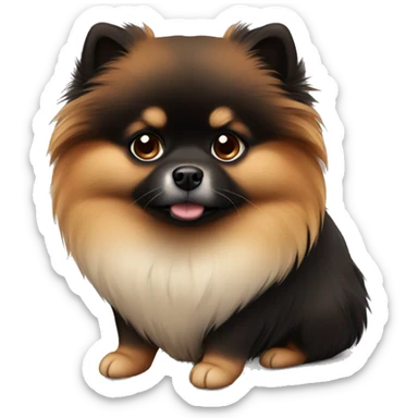 sad pomeranian black and brown sticker